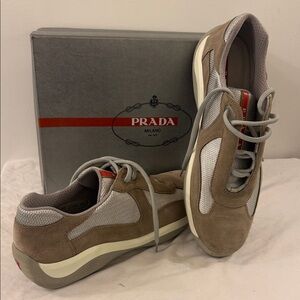 Prada Men's Tan and Gray Sneakers